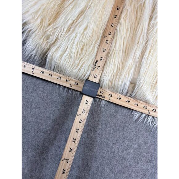 Donna Salyers Fabulous Furs Shaggy Jacket Womens L Ivory Crop Bolero Glam Boho - Picture 7 of 7